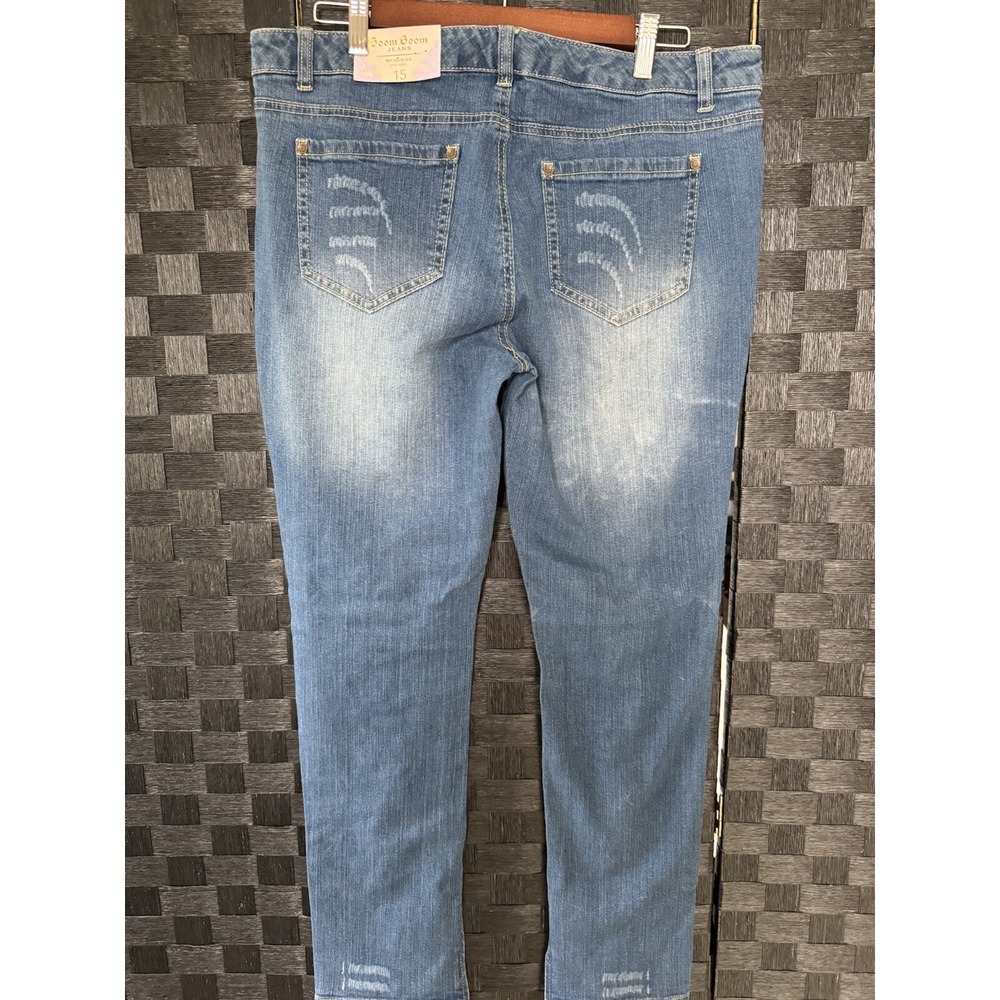 Boom Boom Jeans Womans size 15 Distressed Skinny Zip Ankle - Picture 2 of 16